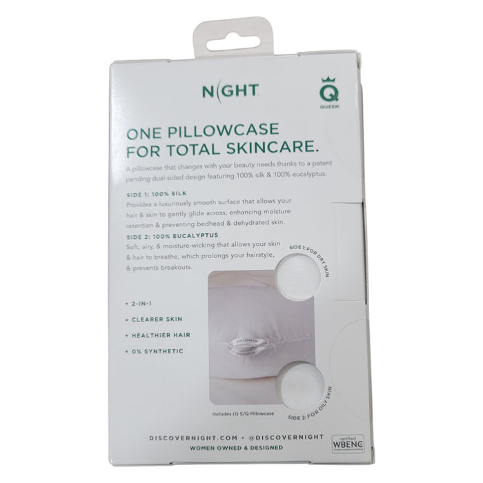NIGHT Reversible Silk Pillowcase: 100% Mulberry Silk, 100% Eucalyptus