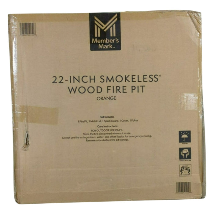 Member’s Mark 22" Smokeless Wood Fire Pit with All-Weather Cover, Orange