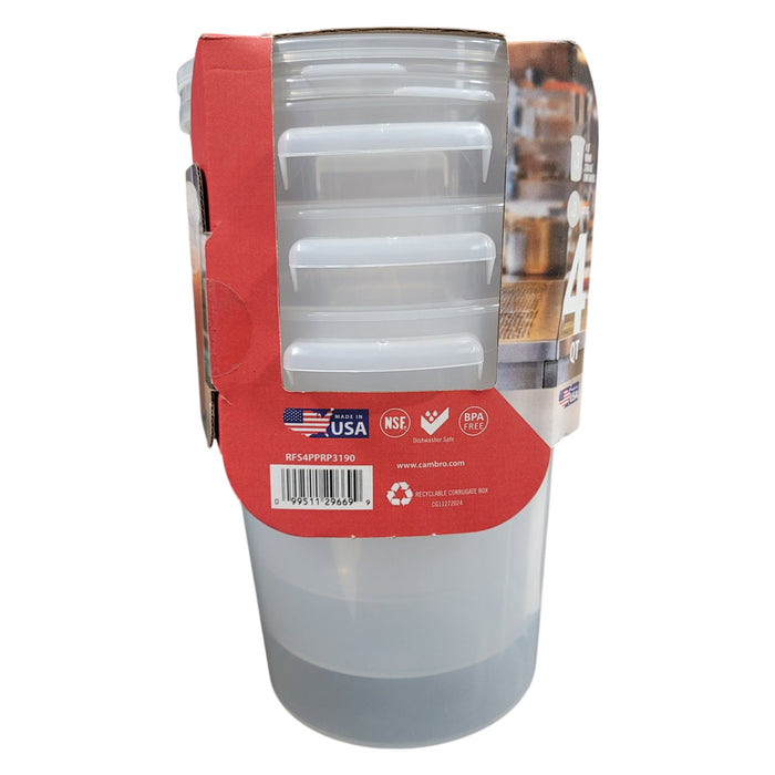 Cambro Round Translucent Food Container with Lid, 4 qt., 3 pk.