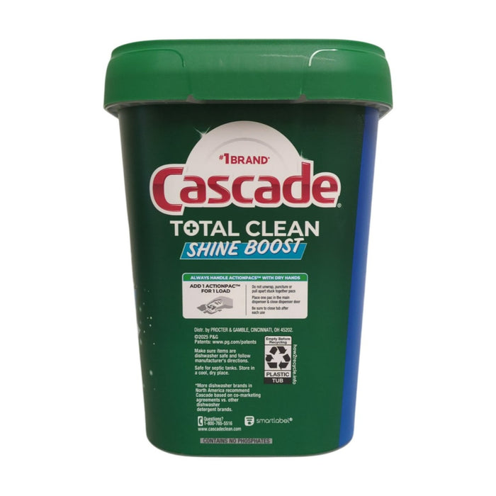 Cascade Total Clean Shine Boost Pacs Dishwasher Detergent, Fresh Scent, 103ct