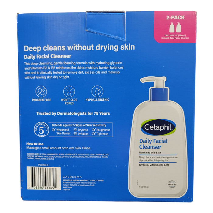 Cetaphil Daily Facial Cleanser for Normal to Oily Skin,  (20 fl. oz., 2 pk.)