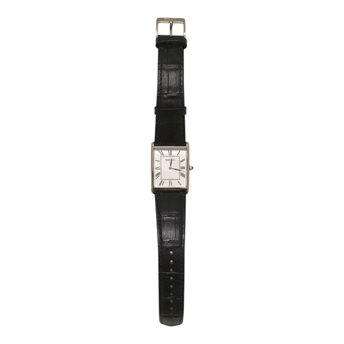 Seiko Essentials Collection Quartz Movement, Black Leather Strap, 28.4mm, SWR049