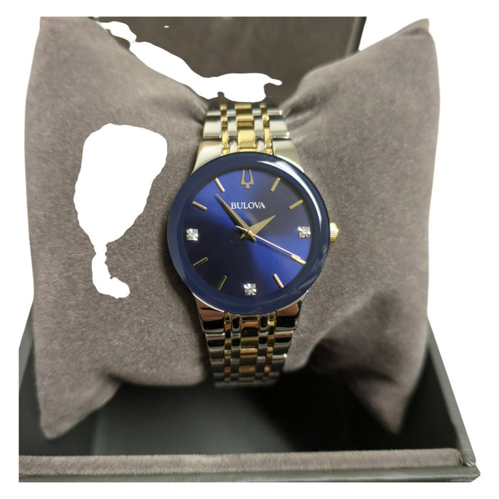 Bulova Womens Millenia Quartz Crystal Blue Dial Watch, 98P190