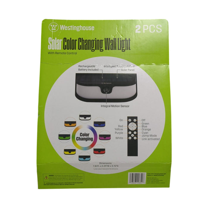 Westinghouse 1200 Solar LED Motion Activated Color Changing Wall Light, 2 Pack