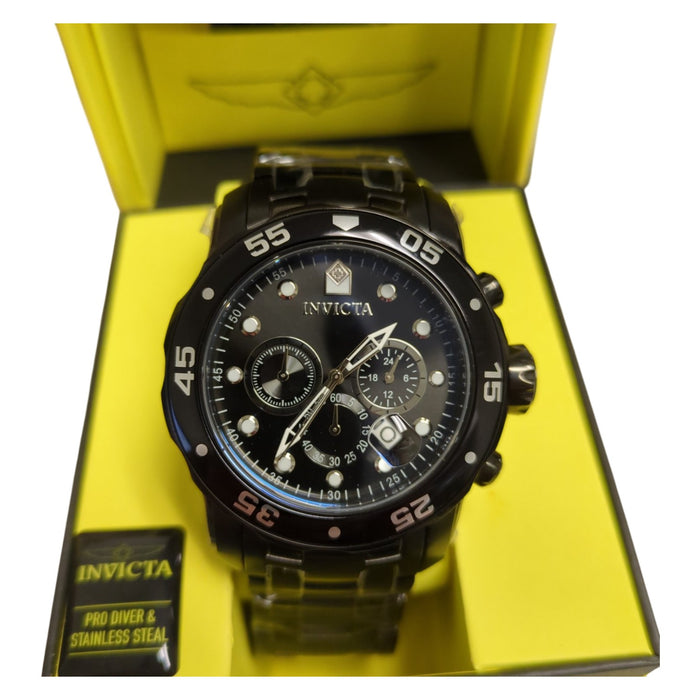 Invicta Pro Diver Scuba Quartz Chronograph Black Bracelet Mens Watch, 48mm