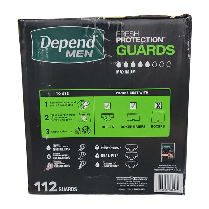 Depend Fresh Protection Guards for Men, Maximum Absorbency, 112 count