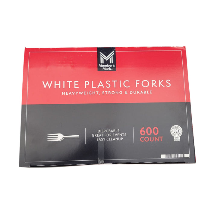 Member's Mark White Disposable Plastic Forks, Heavyweight 600 count