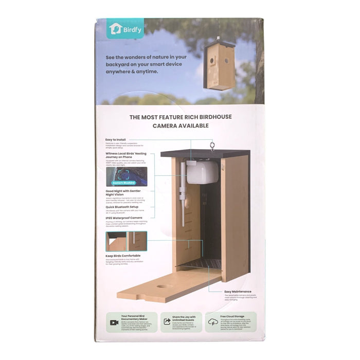Birdfy Nest Wooden Smart Birdhouse with Camera with Solar Panel,  NI-8331