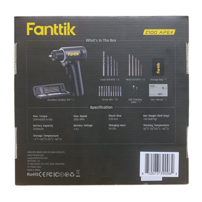 Fanttik Z100 Apex Smart Brushless Cordless Drill, Tapswitch One Press Gear Shift