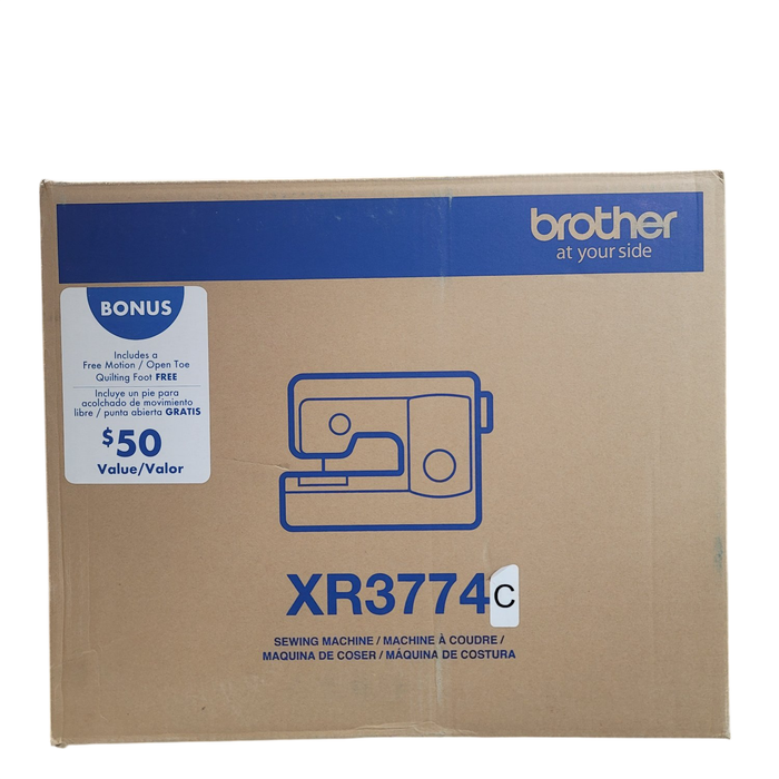 Brother XR3774C Sewing Machine with Wide Table and Motion/Open Toe Quilting Foot