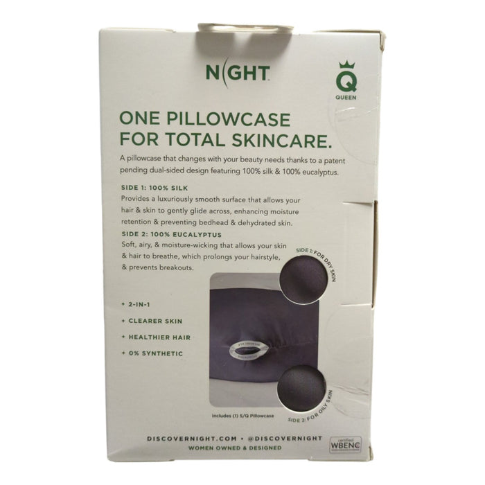 NIGHT Reversible Silk Pillowcase: 100% Mulberry Silk, 100% Eucalyptus