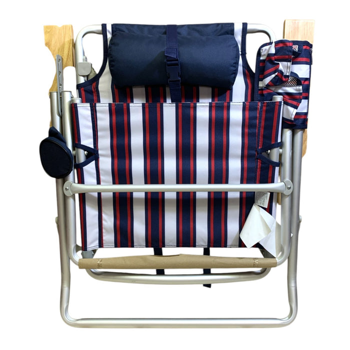 Member's Mark Beach Chair with Beech Wood Armrests, 5 Positions with Back Straps
