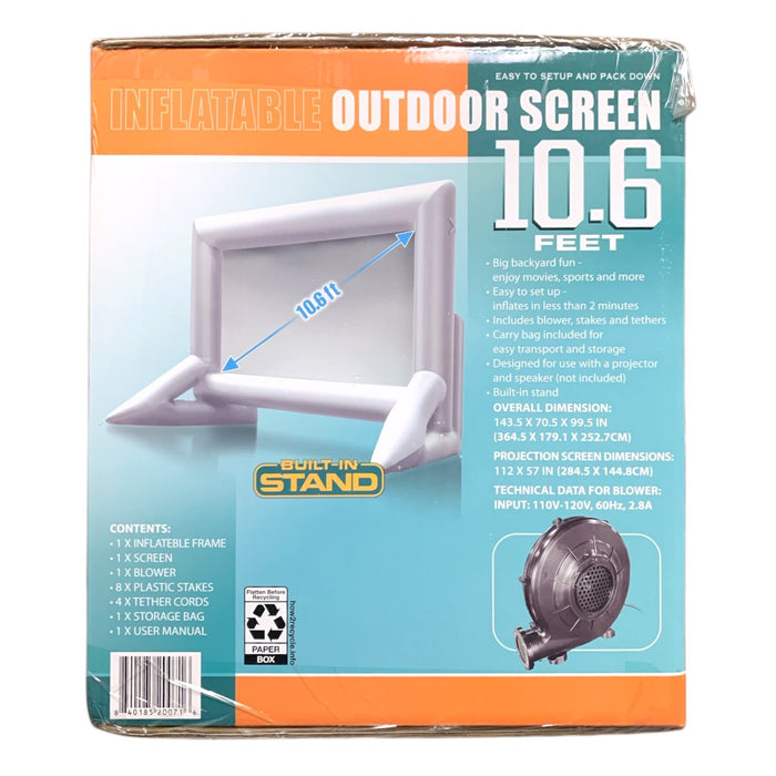 BIGFUN 10.6 Feet Inflatable Outdoor Projector Screen with Built in Stand (White)