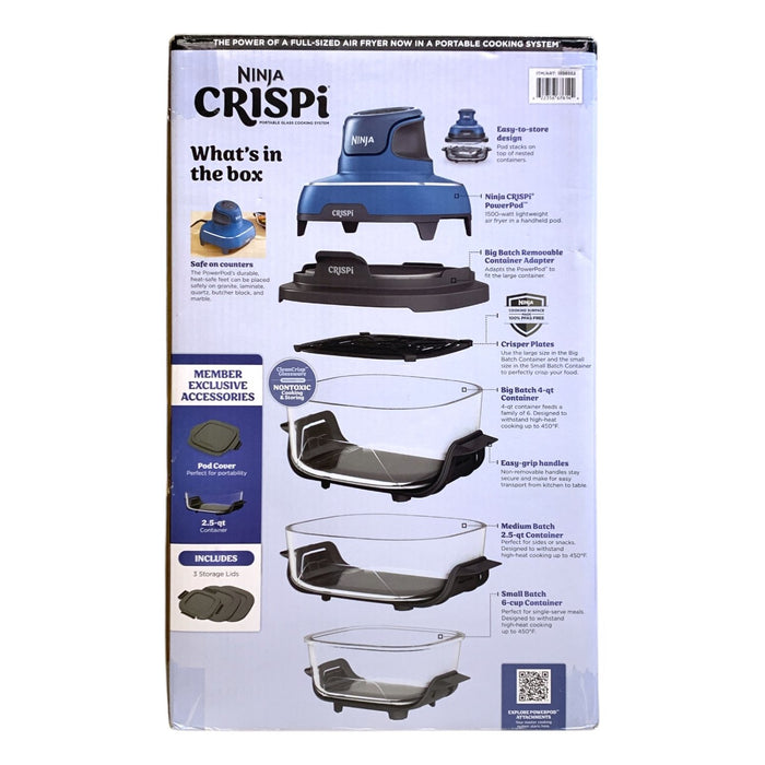 Ninja  Crispi Portable Glass Cooking System Bundle, 5 Function, Blue