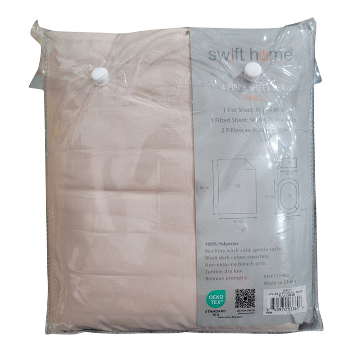 Swift Home Microfiber Smart Sheet 4 Piece Set With Side Storage Pockets, Full