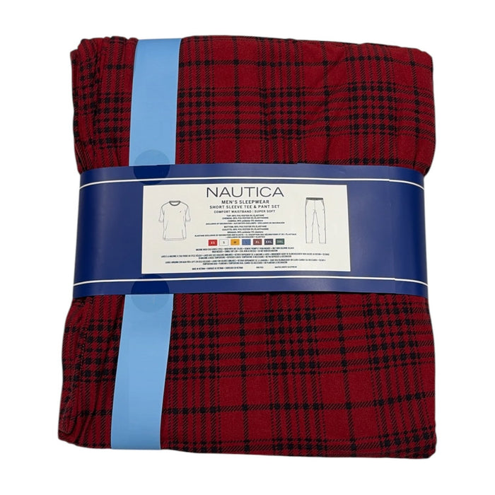 Nautica Men's Comfortable Classic Fit  Stretch Knit 2-Piece Pajama Set