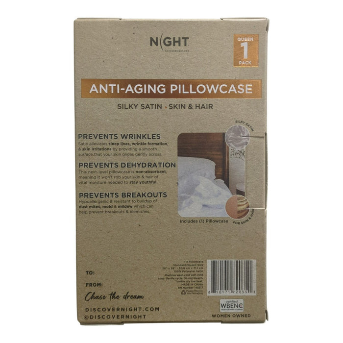 NIGHT Silk Care Anti-Aging Silky Satin Pillowcase, Standard/Queen