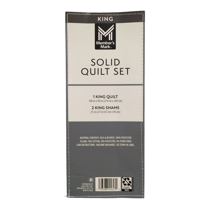 Member’s Mark Solid Diamond Quilt & Pillow Sham Set, 3-Piece, King