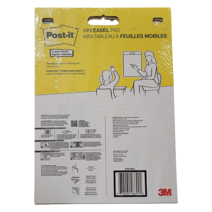Post-it® Self-Stick Mini Easel Pads, 15 in. x 18 in., 2 Pads, 40 Sheets Total