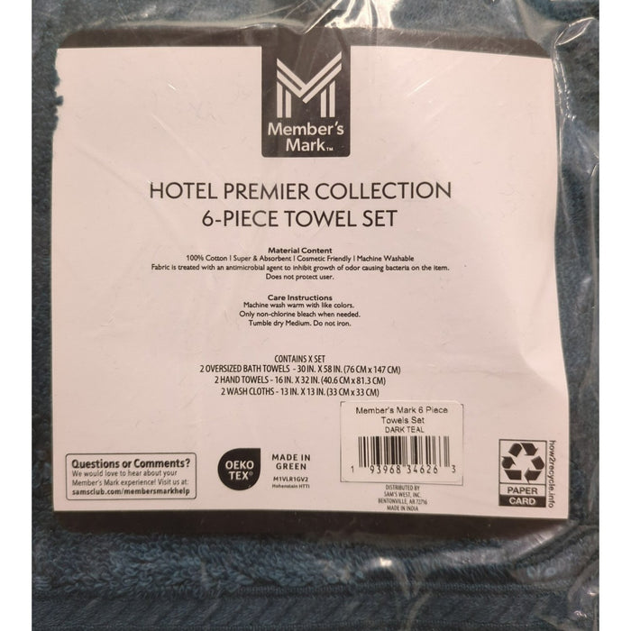 Member's Mark Hotel Premier 6-Piece Towel Set, 2 Bath, 2 Hand, 2 Washcloths