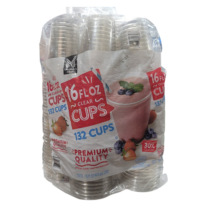Member's Mark Clear Plastic Cups 16 oz., 132 ct.