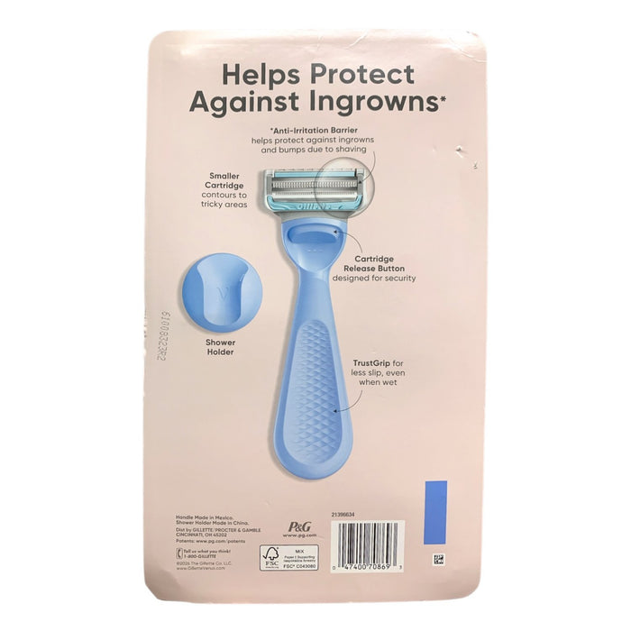Gillette Venus Intimate Razor; Handle, Shower Holder and 8 Cartridges