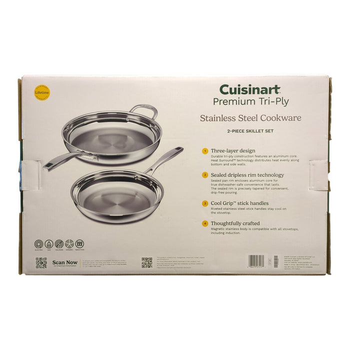 Cuisinart 2-Piece Premium Tri-Ply 10in & 12in Skillet Set