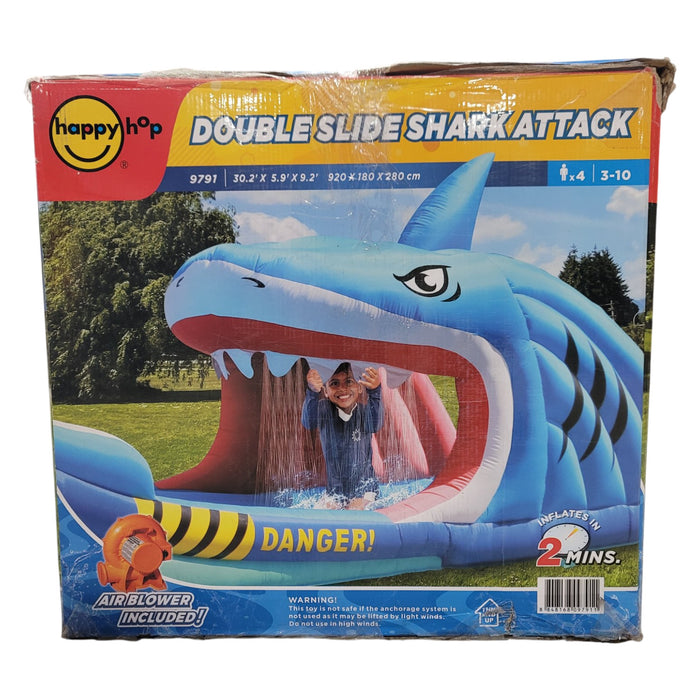 Happy Hop Shark Attack Double Slide Inflatable Water Slide