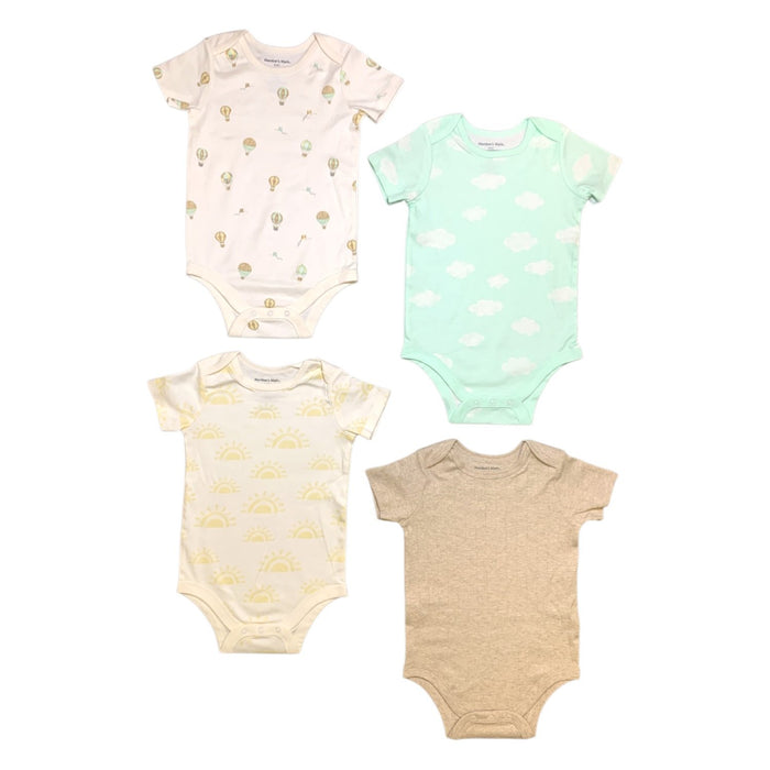 Member's Mark Baby's Organic Cotton Bodysuits, 4 Pack, Long Sleeve, Snap Closure
