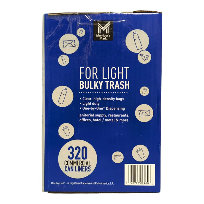 Member's Mark 33 Gallon Commercial Can Liners, Clear, 320 ct.