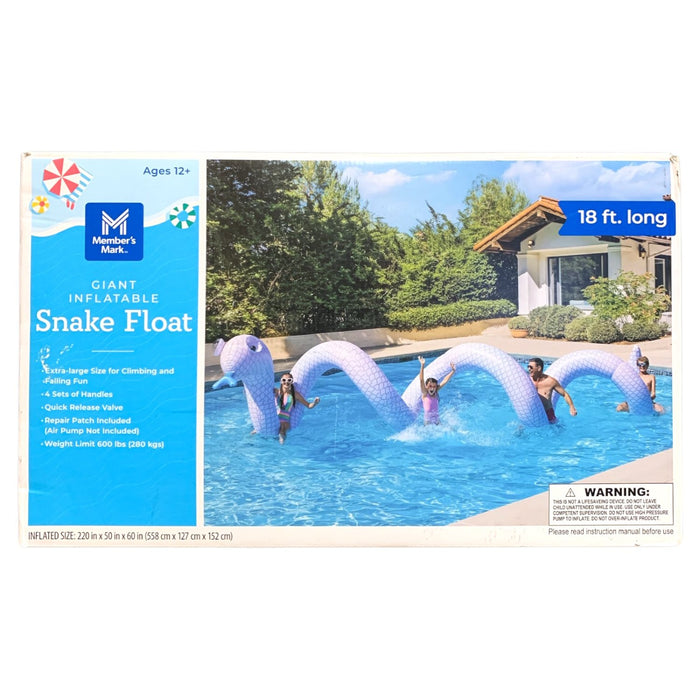 Member's Mark Giant Inflatable Snake Float, Extra Large, 4-Person Capacity