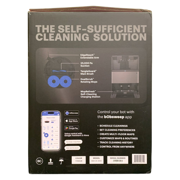 bObsweep Maxim Robot Vacuum & Mop with Auto-Empty and Auto-Wash Dock