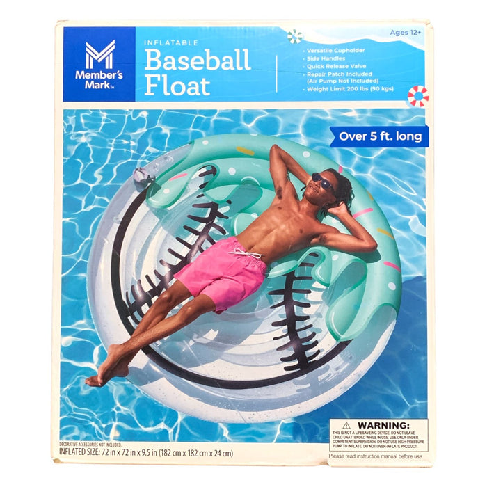 Member's Mark Oversized Inflatable Baseball Pool Float, Over 5 ft. Long
