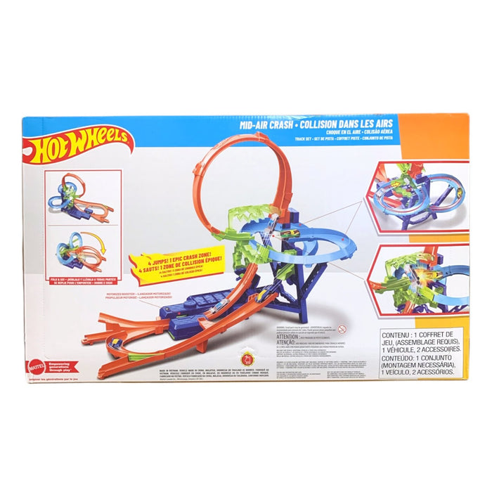 Hot Wheels Stunt Tracks Mid-Air Crash Playset with Die-Cast Toy Car & Motorized