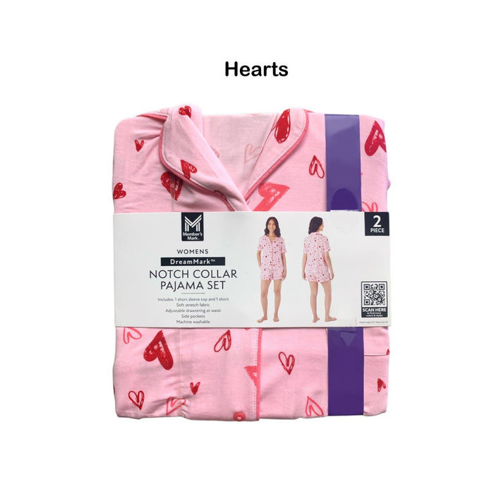 Member's Mark Women's 2-Piece Short Sleeve Notch Collar & Shorts Pajama Set