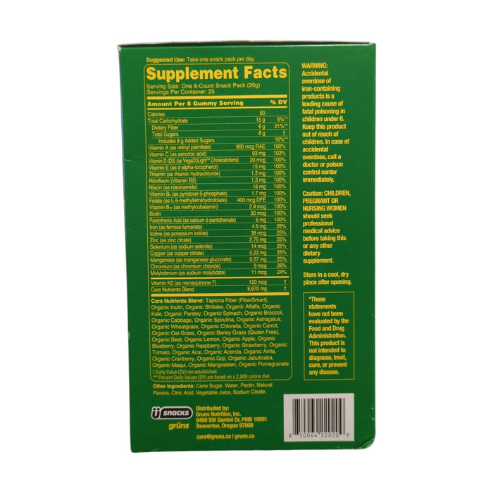 Gruns Adult Organic Superfood Greens Multivitamin Gummies, 25 ct.