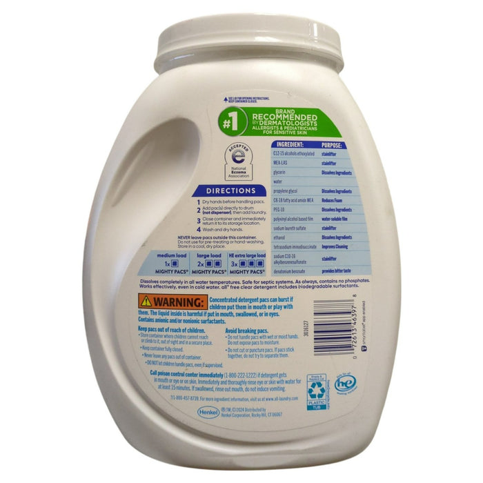 all free clear MIGHTY PACS Laundry Detergent Pacs, The Original, 120 ct.