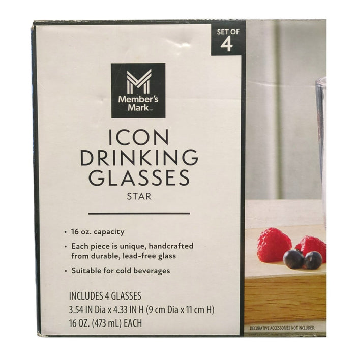 Member's Mark Handcrafted SUmmer Inspired Icon Drinking Glasses, 4-Pack