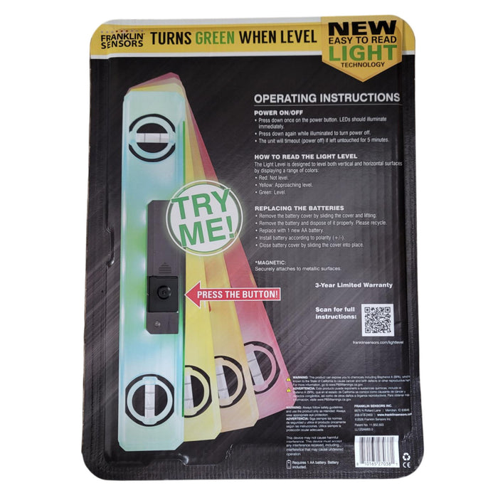 Franklin Sensors Digital Contractors Level with Light Indicator, Green for Level