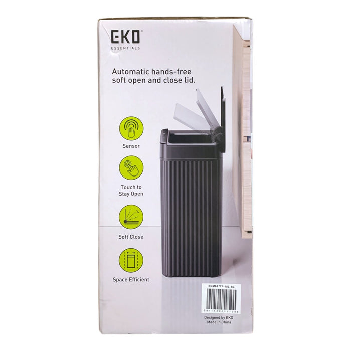 EKO Essentials 2.6 Gal. Slim Motion Sensor Trash Can - Black