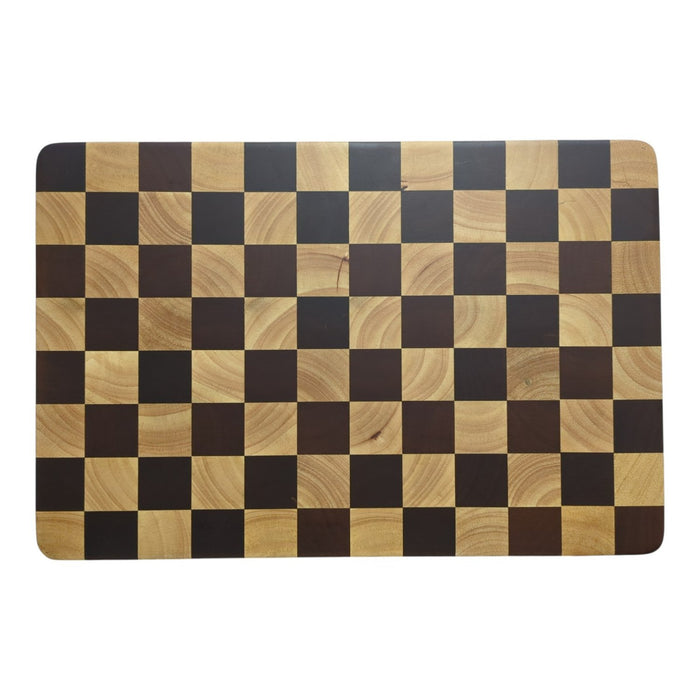End Grain Checkered FSC Rubberwood Deep Juice Grooved Cutting Board