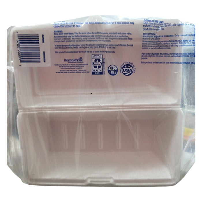 Hefty Food Service Containers Rectangle 9 3/4" x 5" x 3 1/4" 125 count