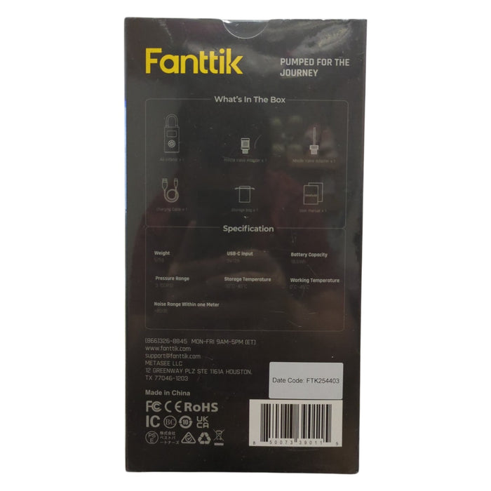 Fanttik X9 Pro Portable Tire Inflator, 5 Piece