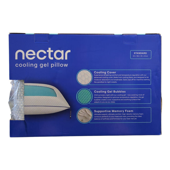 Nectar Memory Foam Bed Pillow with Cooling Gel Bubbles and Cooling Cover, Queen