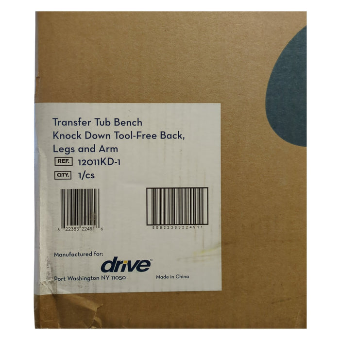 Drive Medical Plastic Tub Transfer Bench with Adjustable Backrest, 12011KD-1