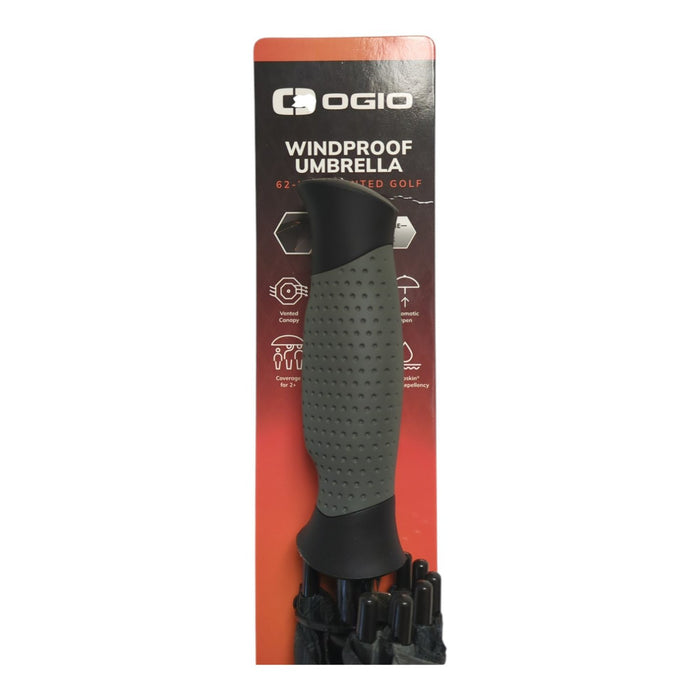OGIO 62" Auto Open Windproof Golf Umbrella, Black/Grey
