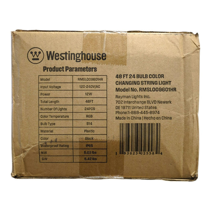 Westinghouse 24 Bulb Color Changing String Light 48 Foot, Black