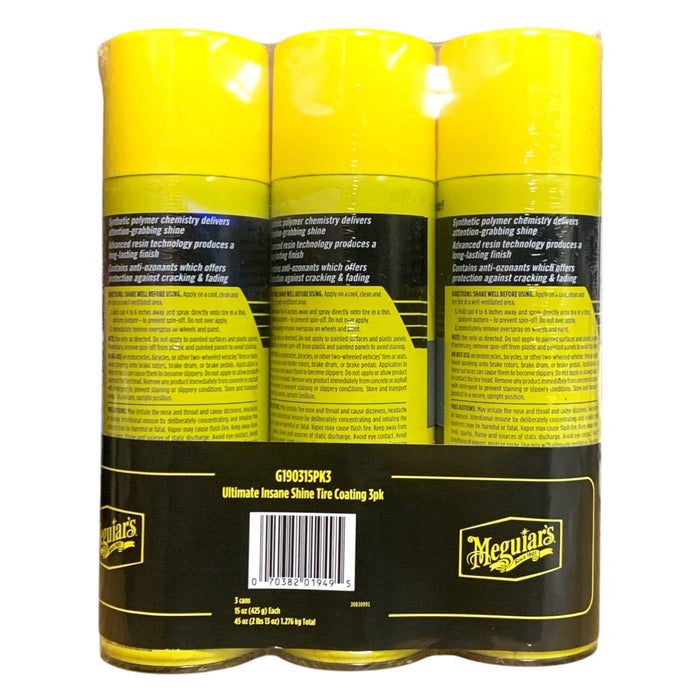Meguiar’s Ultimate Insane Shine Tire Coating 3 Pack - 15 oz. cans