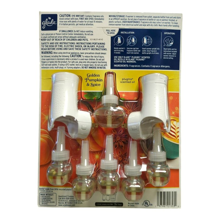Glade PlugIns Air Freshener, Golden Pumpkin & Spice, 2 Warmers + 6  Refills