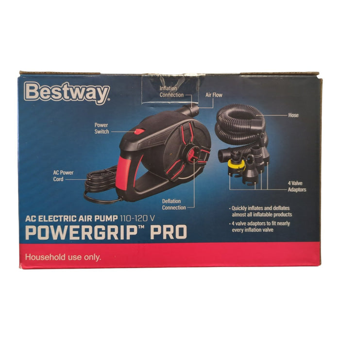Bestway PowerGrip Pro Corded Electric Air Pump, 4 Valve Adapters